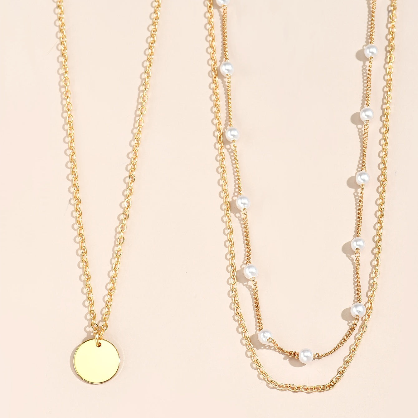 Two round charm stacked adjustable necklaces, exquisite fashion necklace accessories gifts