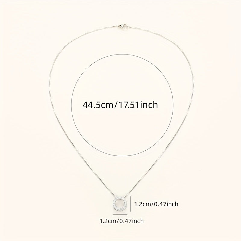 Silver-plated shiny zircon ring pendant necklace, women's daily casual fashion accessories