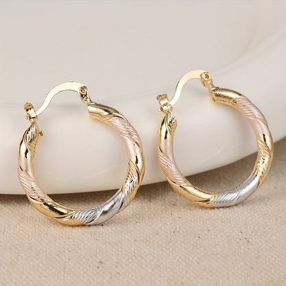 Vintage bohemian style 14K gold-plated copper round earrings, women's fashion jewelry accessories, suitable for daily wear and gift giving, Valentine's Day and all seasons
