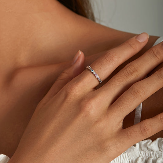 A silver-plated eternity ring with a lovely heart-shaped design set with sparkling gems is gorgeous and charming, making it the perfect gift choice.