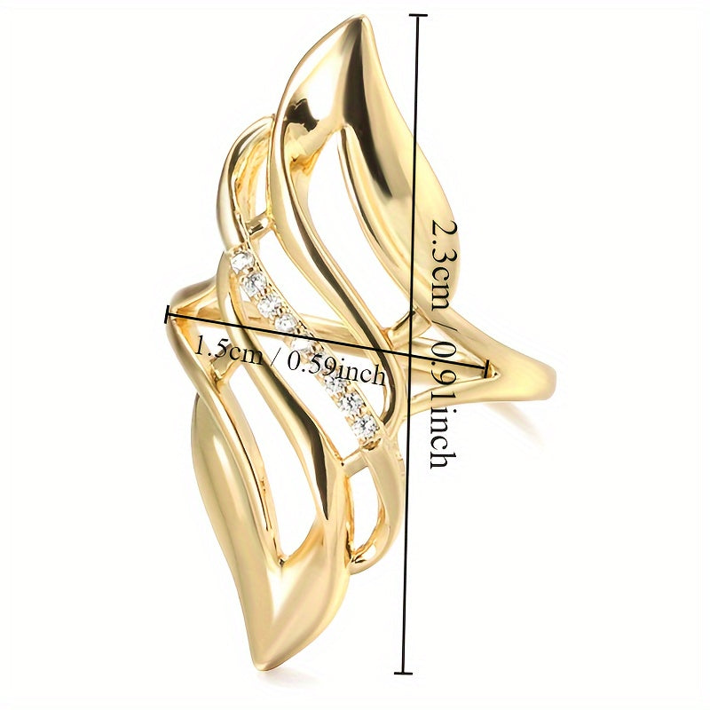 Chic Ring 18k Gold Plated Paved Shining Zirconia Match Daily Outfits Party Accessory Chic And Cheap Thing That U Must Have One