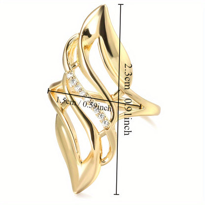 Chic Ring 18k Gold Plated Paved Shining Zirconia Match Daily Outfits Party Accessory Chic And Cheap Thing That U Must Have One