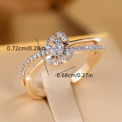 An antique bohemian Women's engagement ring set in two-tone copper with synthetic cubic Zirconia, elegant bridal banquet jewelry