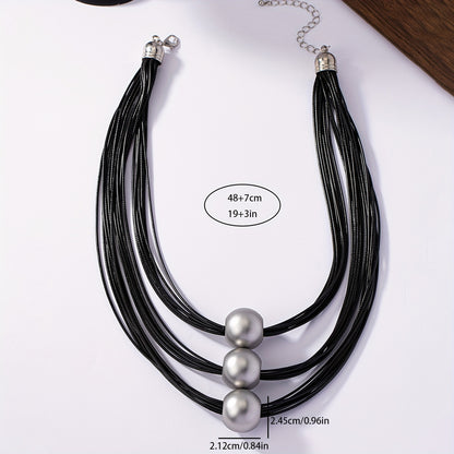 Vintage bohemian style exaggerated three-layer necklace, fashionable and elegant women's jewelry accessories