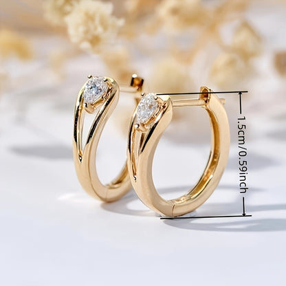 Elegant minimalist style zircon ring earrings, ladies, fashion, daily, party, casual, earrings