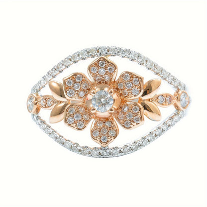 Elegant Bohemian floral engagement ring in unplated copper for weddings and banquets