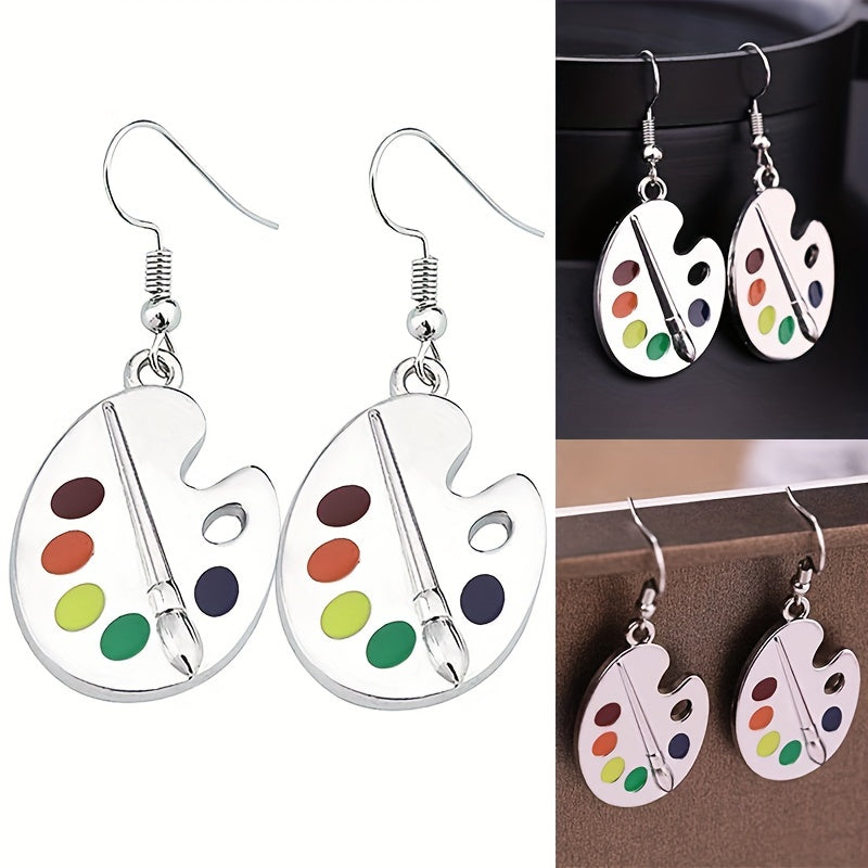 Creative Arts Palette Hook Earrings for Fun Cute Girls Party Casual Attire Personality Accessories