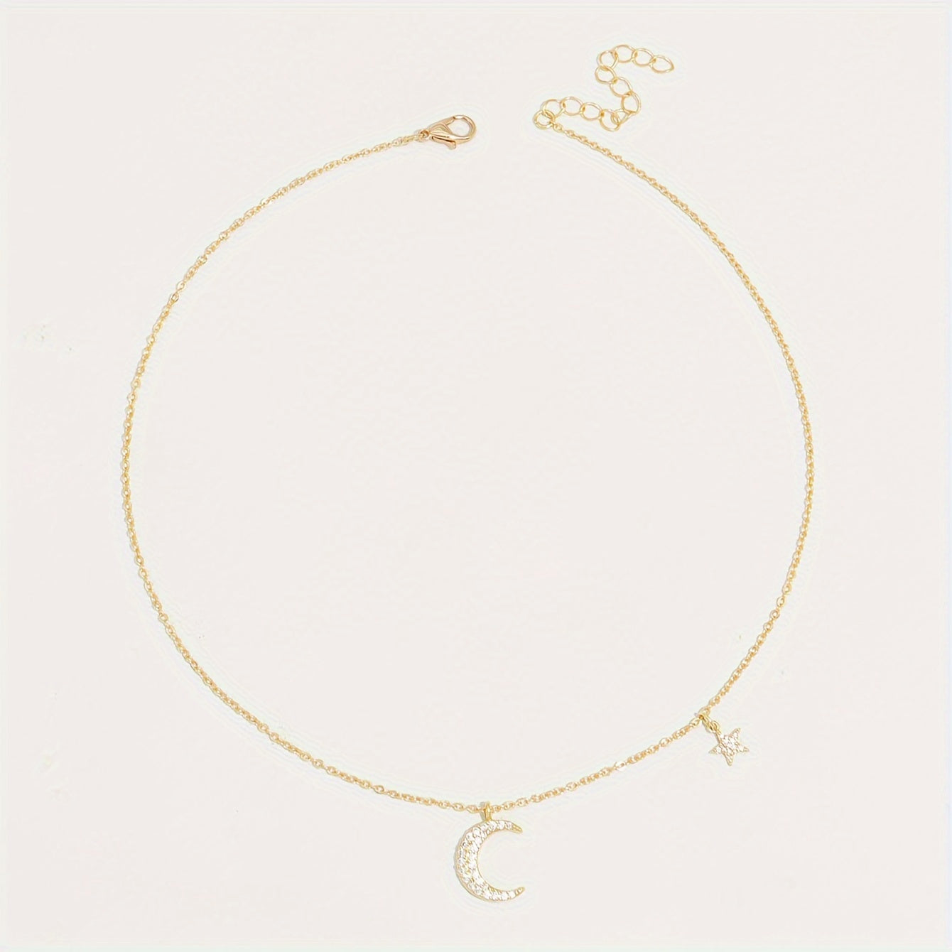 Delicate Zirconia Star Moon Pendant Collarbone Chain Women's Necklace Birthday Party Gift for Eid al-Fitr, Ramadan