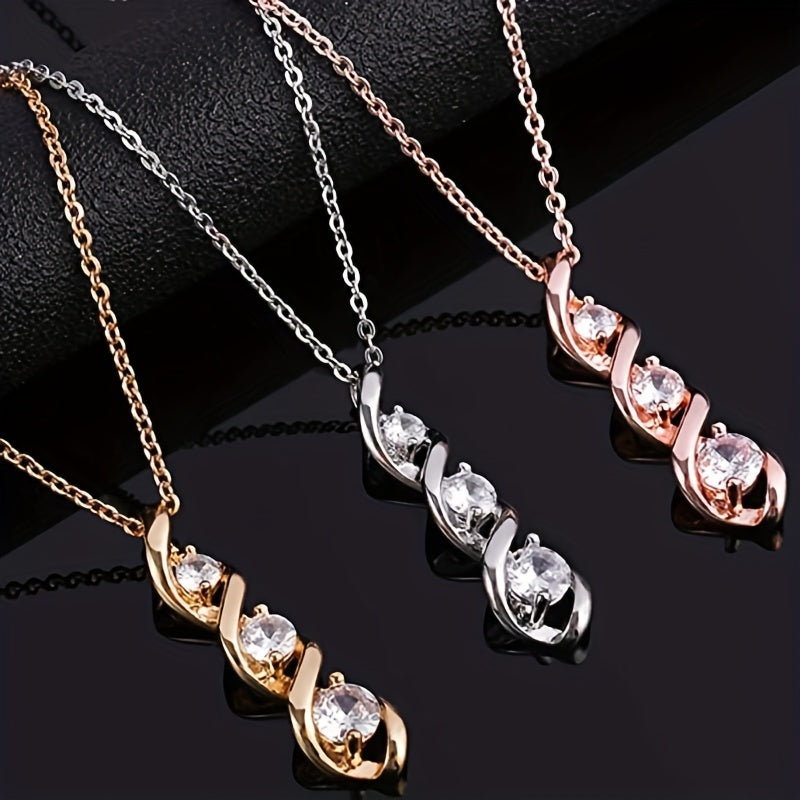 New Fashion 925 Silver Plated Geometric Infinity Round Zirconia Pendant Necklace Women's Bridal Wedding Necklace Jewelry
