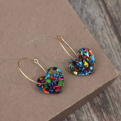 Classical style resin love pendant earrings - no plating, iron earrings, inlay material, preferred for Valentine's Day gifts