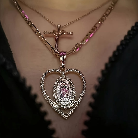 1Pc/Gold Guadalupe Gold Necklace Ladies Fashion Necklace Vintage Style Necklace for Everyday Wear