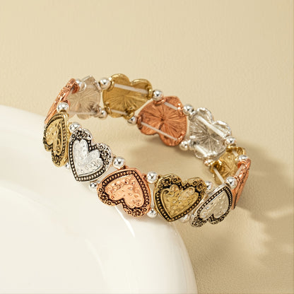 Simple Heart Engraved Pattern Stretch Bracelet Women's Accessories Fashion Fall 2022