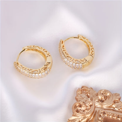 Elegant 18K gold-plated hoop earrings with microZirconia for ladies - sparkling bridal and fashion jewelry for weddings, parties and casual wear