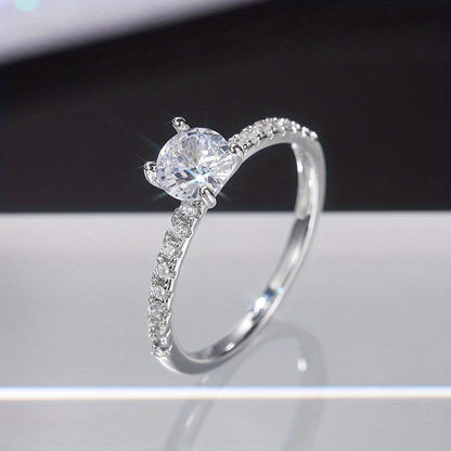 Elegant Exquisite Miniature Minimalist Engagement Ring Four-claw Zirconia Inlaid Ladies Jewelry Gift