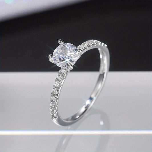 Elegant Exquisite Miniature Minimalist Engagement Ring Four-claw Zirconia Inlaid Ladies Jewelry Gift