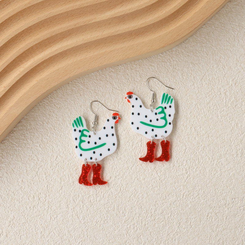 Funny cute chick heels acrylic earrings cartoon chick jewelry party accessories