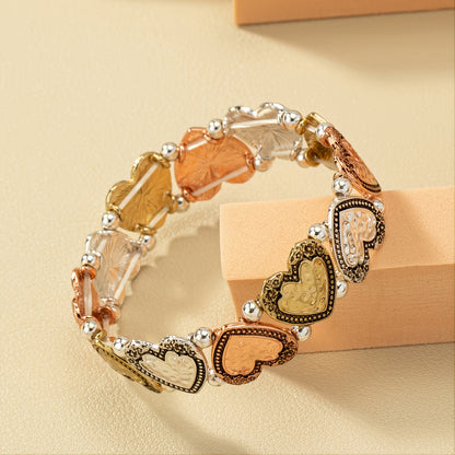 Simple Heart Engraved Pattern Stretch Bracelet Women's Accessories Fashion Fall 2022