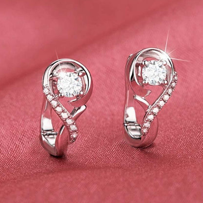 Women's Unique Shape Silver Plated Zircon Earrings, Engagement Wedding Jewelry