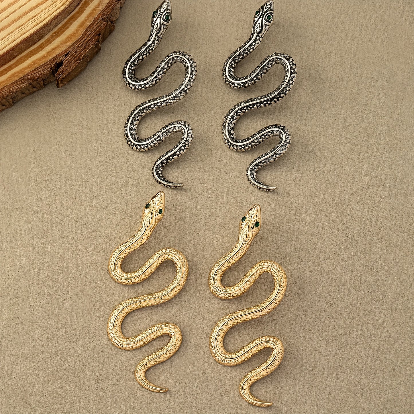 Exaggerated Snake-Shaped Earrings