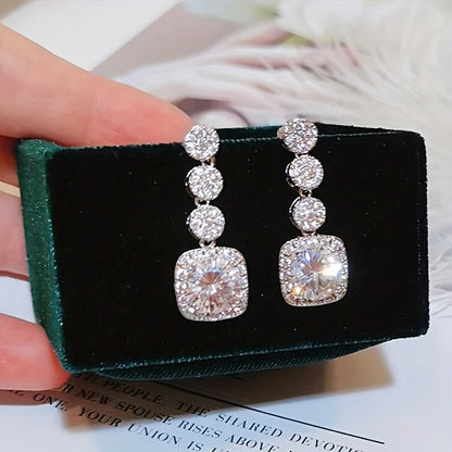Exquisite Fashion Bridal Wedding Earrings Sparkling Stone Hanging Earrings 925 Silver Plated Earrings Jewelry
