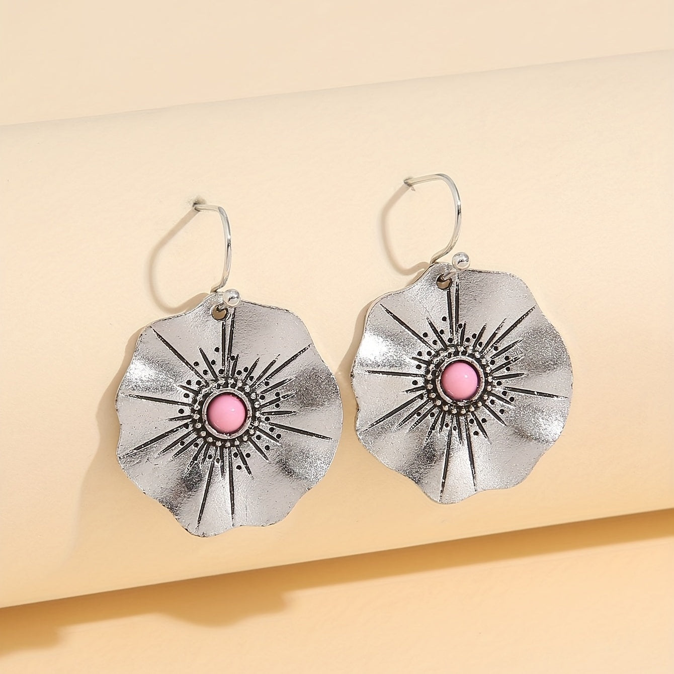 New retro lotus leaf lace personalized earrings ethnic style sunflower agate earrings