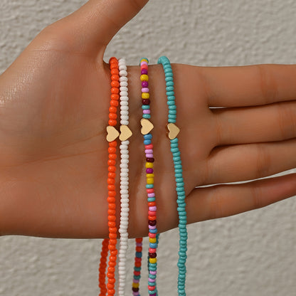 Bohemian Handmade Beaded Heart Women's Necklace, Stylish Vacation and Party Accessories
