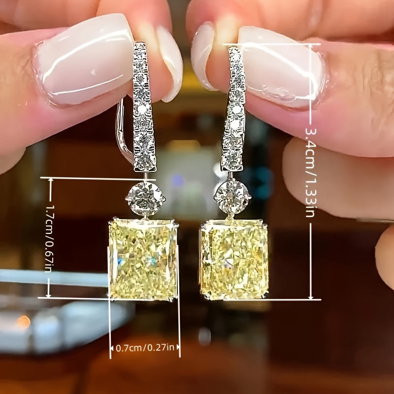 Elegant French Style Yellow Synthetic Gemstone Women's Pendant Earrings - Nickel Free Copper, Perfect for Casual Attire and Special Occasions, Novel Earrings