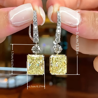 Elegant French Style Yellow Synthetic Gemstone Women's Pendant Earrings - Nickel Free Copper, Perfect for Casual Attire and Special Occasions, Novel Earrings