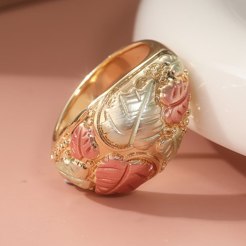 An antique bohemian 14K gold-plated copper ring with a unique design, handmade in three colors, suitable for daily wear and gift giving, unset, suitable for all seasons - Christmas Holiday Jewelry