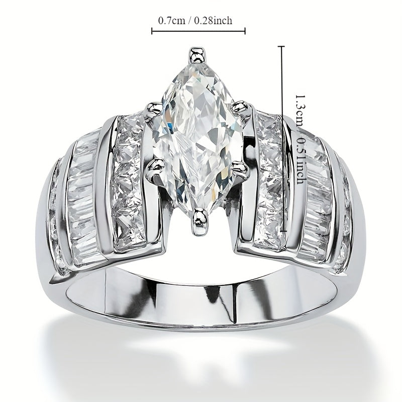 Sparkle-encrusted ladies' engagement wedding ring with sparkling Zirconia, suitable for engagement party jewelry anniversary gift