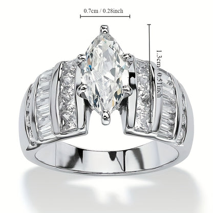 Sparkle-encrusted ladies' engagement wedding ring with sparkling Zirconia, suitable for engagement party jewelry anniversary gift