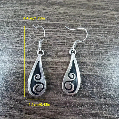 Silver Plated Teardrop Wave Earrings, Ocean Inspired Pendant Earrings, Minimalist Jewelry, Elegant Ladies Accessories