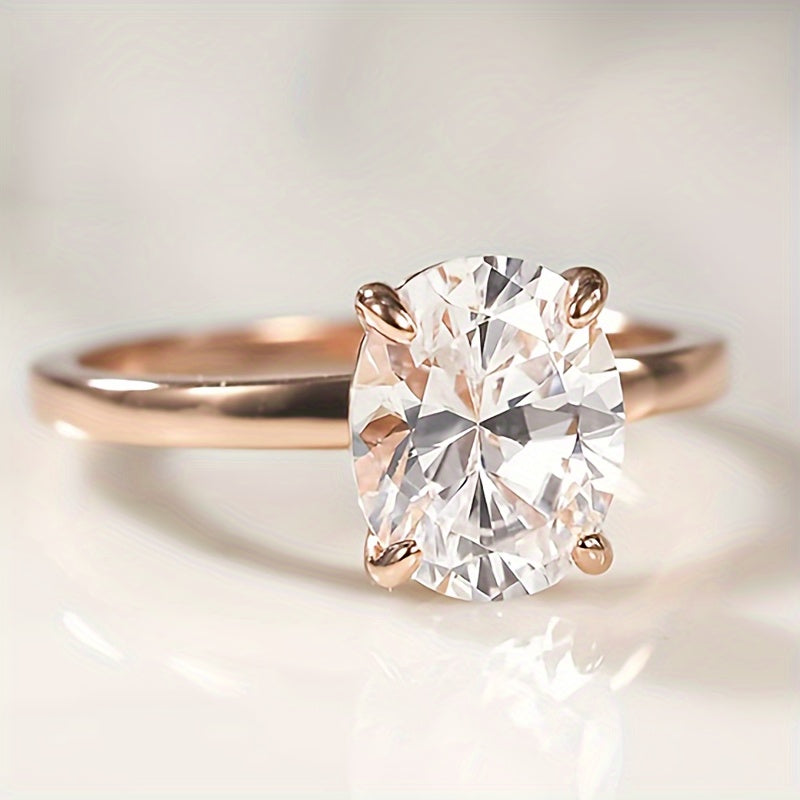 Stylish and simple four-claw Zirconia silver-plated Women's ring, ideal for engagements, weddings and banquets, fine jewelry accessories