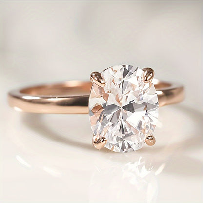 Stylish and simple four-claw Zirconia silver-plated Women's ring, ideal for engagements, weddings and banquets, fine jewelry accessories