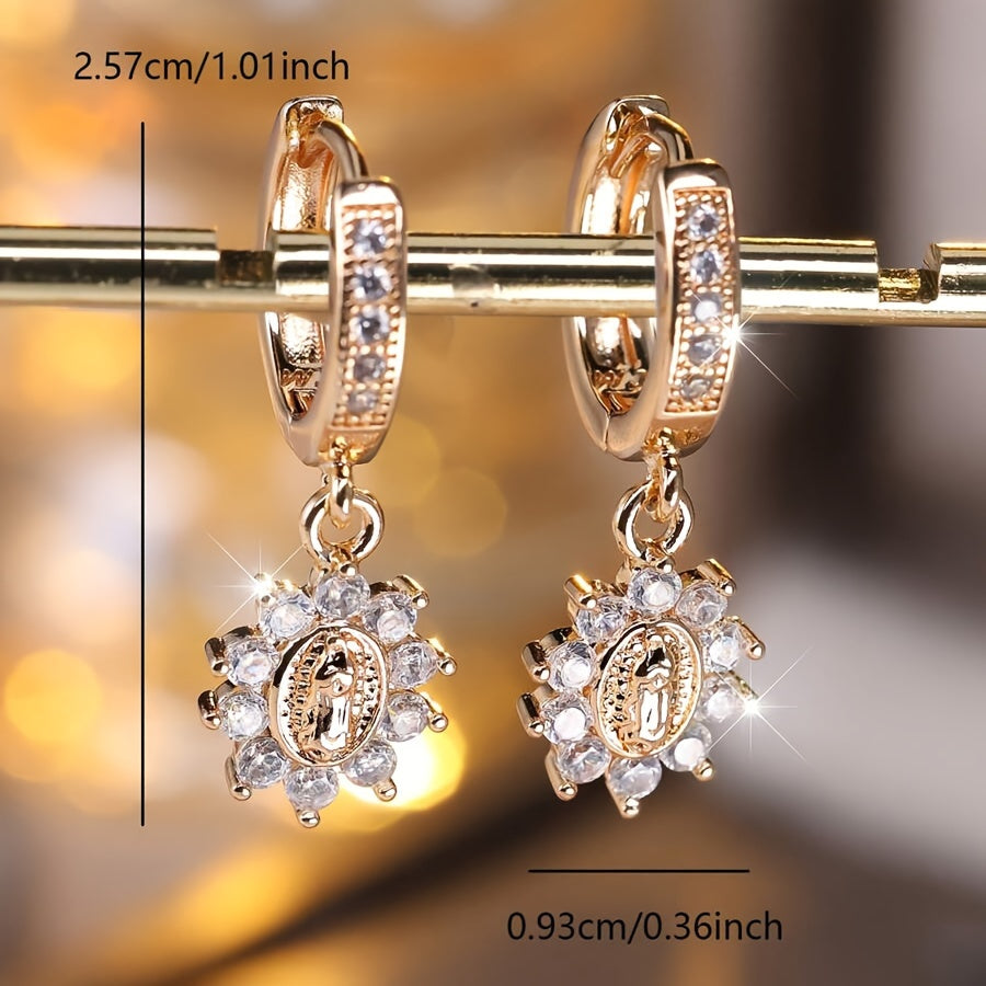 An elegant and luxurious Women's pendant set, suitable for engagement and wedding occasions, copper ear pins, non-feather design, suitable for all seasons