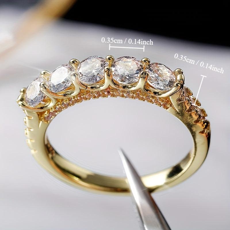 18k Gold Plated Promise Ring Inlaid Shiny zirconia Engagement Wedding Ring For Women Fine Jewelry Gifts