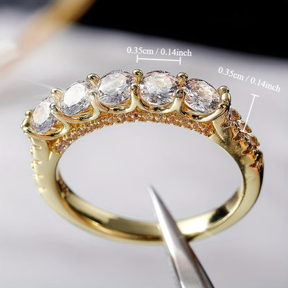 18k Gold Plated Promise Ring Inlaid Shiny zirconia Engagement Wedding Ring For Women Fine Jewelry Gifts