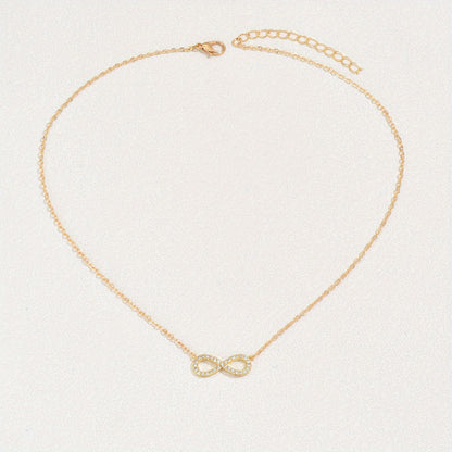 Exquisite Zirconia inlaid infinity symbol 8 letter pendant necklace Women's, holiday popular gift