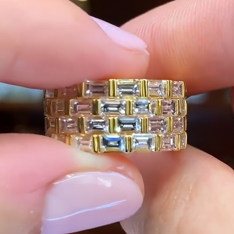 Vintage luxury zircon ring full of diamonds, unisex party banquet daily casual jewelry, suitable for gifts from family and friends
