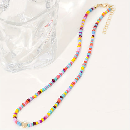 Bohemian Handmade Beaded Heart Women's Necklace, Stylish Vacation and Party Accessories