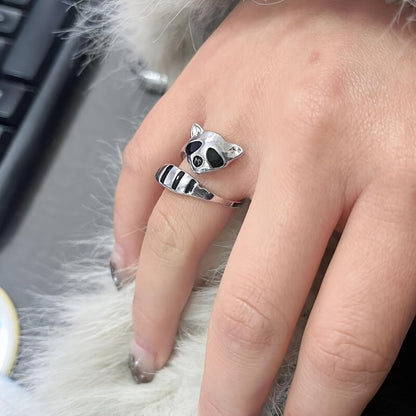 Creative new raccoon open ring