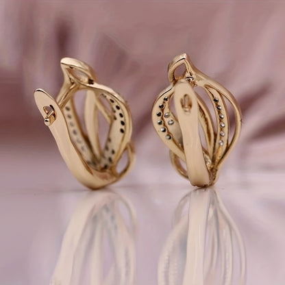 Elegant 18K Gold Plated Infinity Hug Earrings with Sparkling Zirconia - Nickel Free, Perfect for Brides and Casual Dresses, April Birthstone Jewelry Gifts, Bridal Wedding Jewelry