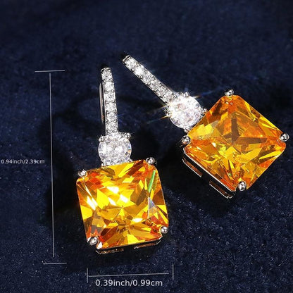 Exquisite Citrine Pendant 925 Silver Plated Hook Earrings Women's Bridal Wedding Jewelry