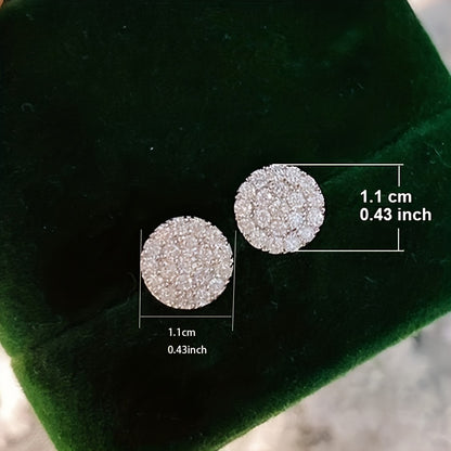 A pair of elegant silver-plated zircon round stud earrings, April birthday stone, synthetic cubic zirconia, copper ear needles, nickel-free, suitable for ladies, weddings, engagements, parties, Valentine's Day gifts