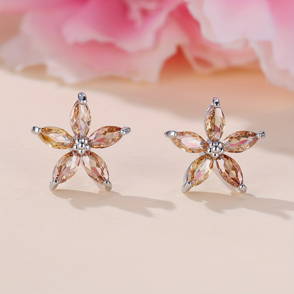 A pair of star-designed stud earrings, elegant and casual style, suitable for Women's daily wear