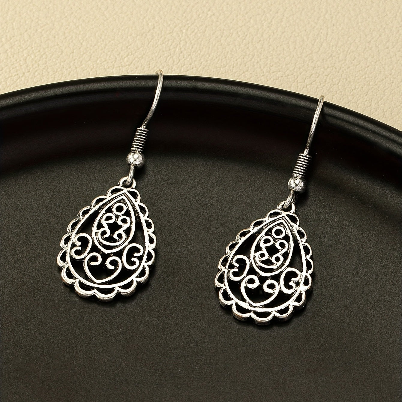 Bohemian style hollow pendant, water drop pendant, retro style earrings decoration