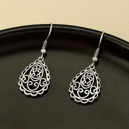 Bohemian style hollow pendant, water drop pendant, retro style earrings decoration