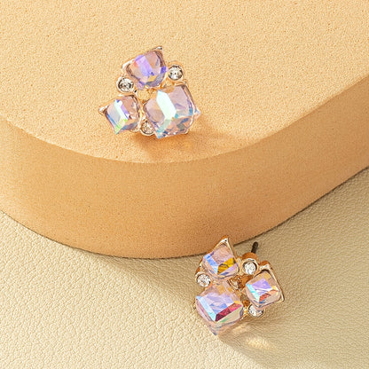 A pair of chic and whimsical irregular geometric women's earrings - stainless steel studs, zinc alloy, perfect for everyday wear or on vacation