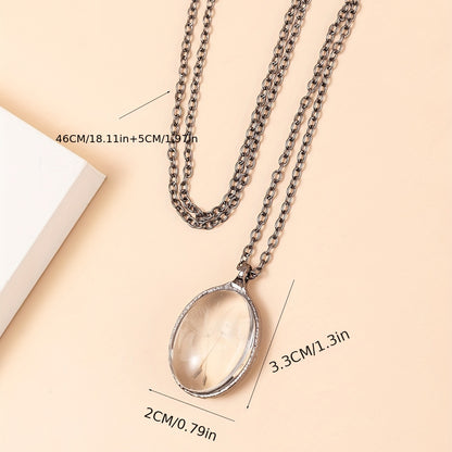 Stylish Vintage Dandelion Seed Wish Oval Time Glass Necklace