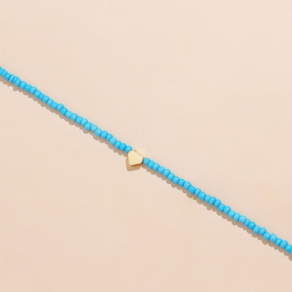 Bohemian Heart Decorative Ladies Bead Rice Bead Necklace, Summer Fashion Jewelry